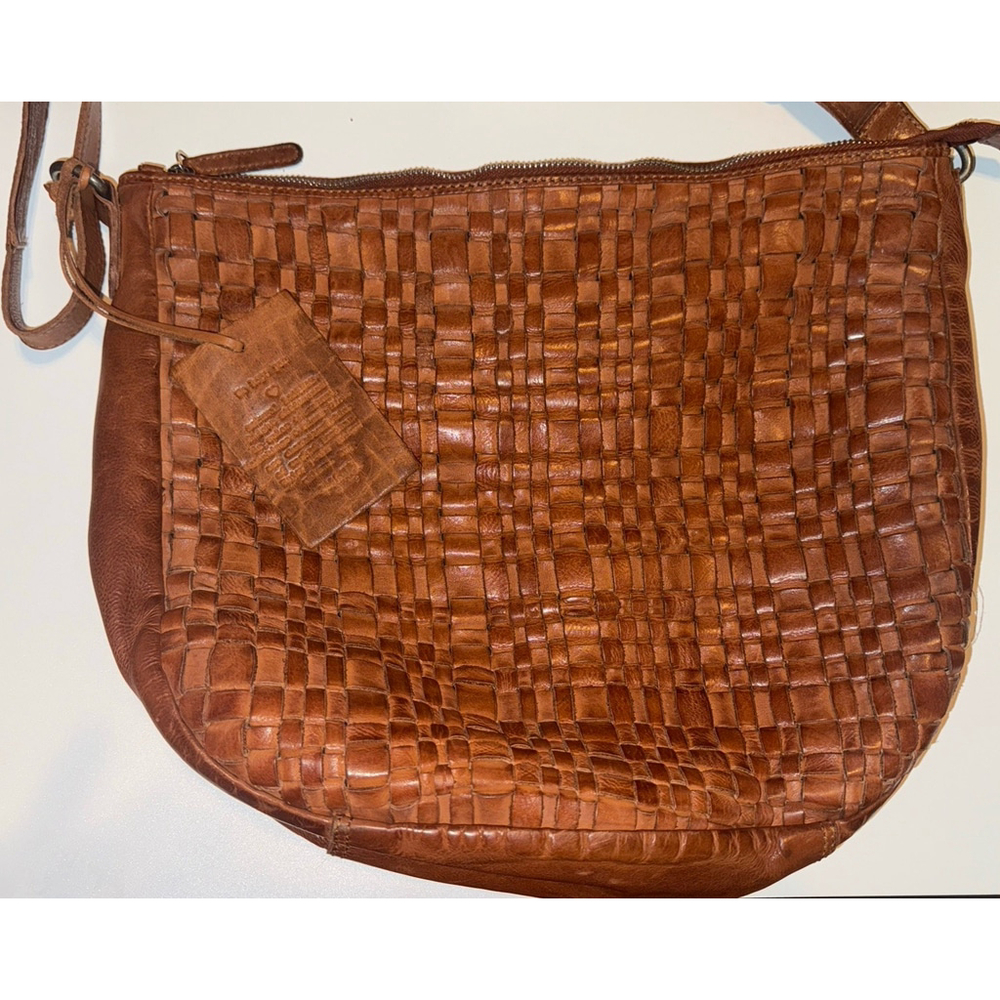 ViLENCA Holland Crossbody Anthropologie Leather Woven COGNAC